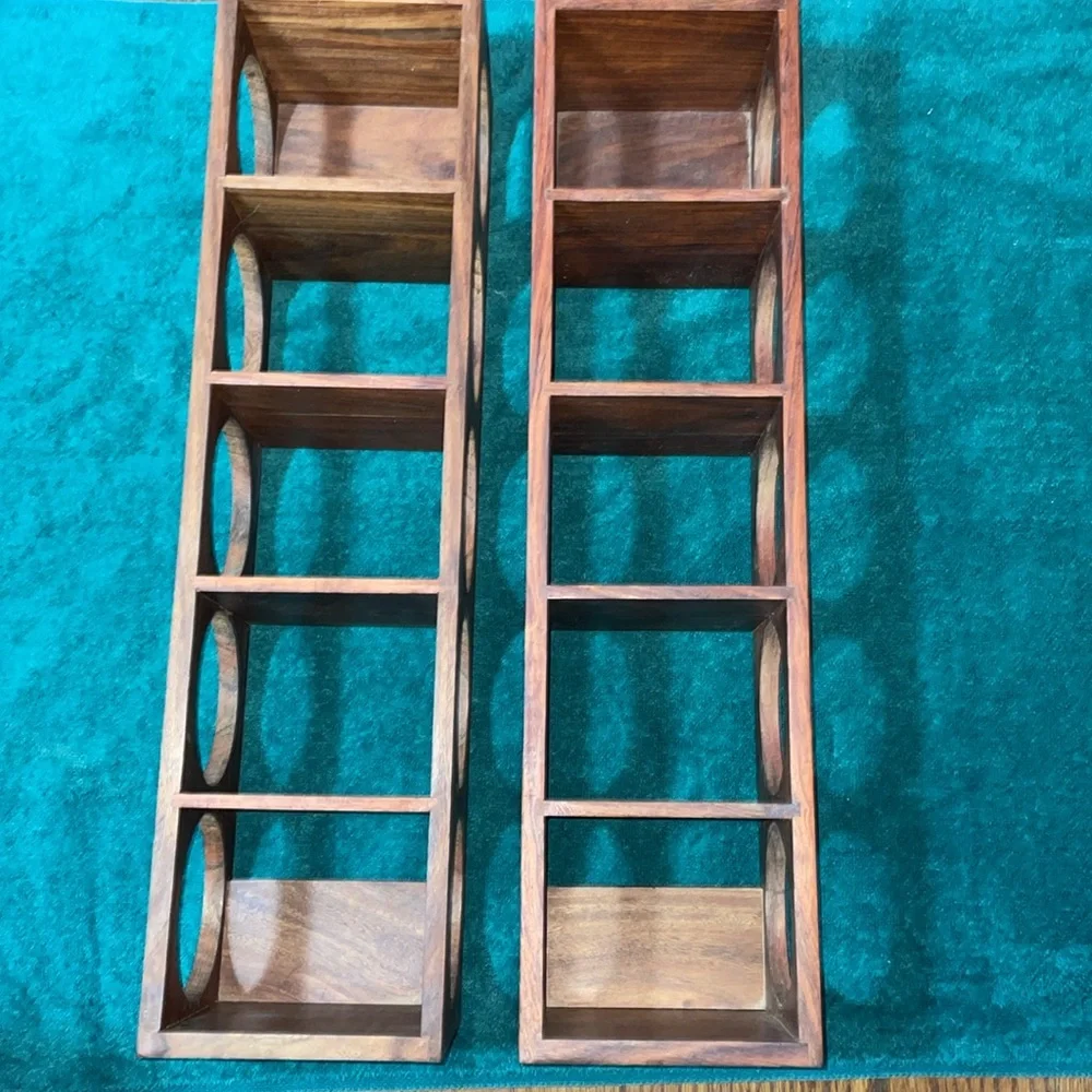 Crate&Barrel Shesham 5 bottle wine racks